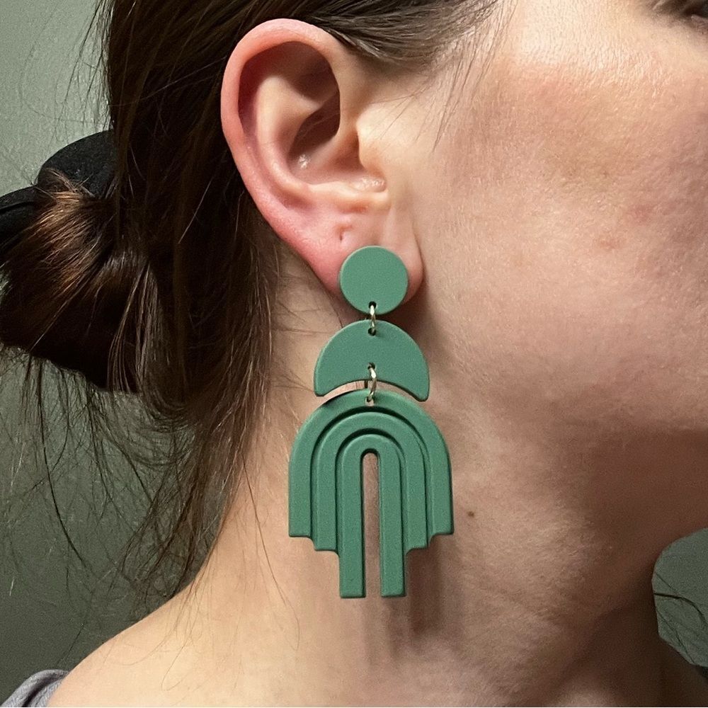 Geometric Drop Earrings pale pastel green